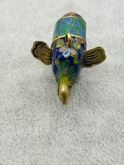 Vintage Cloisonne Elephant Charm Pendant Trunk Up Good Luck Chinese Enamel