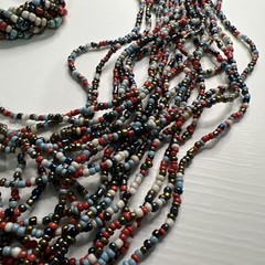 Multicolored Bead Multi Strand Statement Silver Tone Necklace Bracelet Set