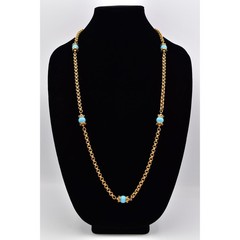 Accessocraft NYC Vintage Station Chain Necklace Turquoise Beaded Signed BinBE