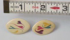 Vintage 1980’s 1990’s Enamel Over Silver Metal Abstract Colorful Floral Earrings
