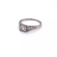 Vintage Art Deco Lab Created Diamond Filigree 14K White Gold FN Engagement Ring