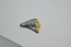 Vtg ARTISAN PORCELAIN lady mystic gypsy stars blue signed ZD25