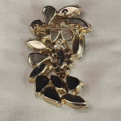 Vintage Turquoise Yellow Green Rhinestone Brooch Pin Gold tone Prong Set Stones