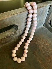 Vintage Les Bernard Pink Angel Skin Coral Beaded Choker Necklace 15” L
