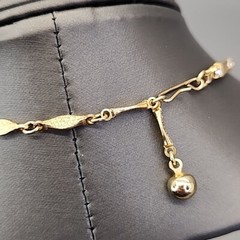Vintage Linked Necklace Fold Over Gold Tone Textured Clear Rhinestones 16″