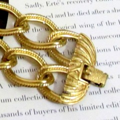Vtg Runway Wide Double Chain MONET 70s GP Textured Oval Link Bracelet Classic