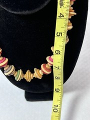 Boho Chic Fashion Wood Rainbow Disc 18” Necklace Vintage Estate Chunky Funky WOW