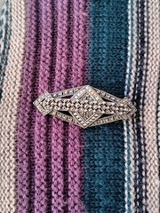 Judith Jack Marcasite Sterling Silver Brooch Pin Abstract