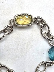 Napier Nickel-Free Silver-Tone Bracelet With Yellow & Blue Faceted Stones