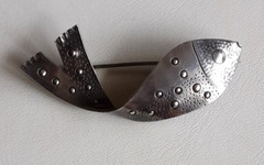 Modernist ~ Anna Halisi ~ Sterling Silver Fish Brooch ~ Georg Jensen Era ~ MCM