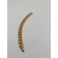Vintage Gold Tone Interlocking S-Curve Link Bracelet 7.5 Inch Fold Over Clasp