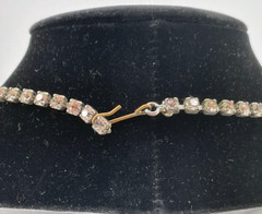 Antique Art Deco Silver Tone Faceted Rhinestone Round Cut Statement Necklace