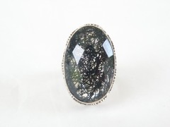 Heavy Sterling Silver 925 Rutilated Quartz Chunky Statement Ring Size 7