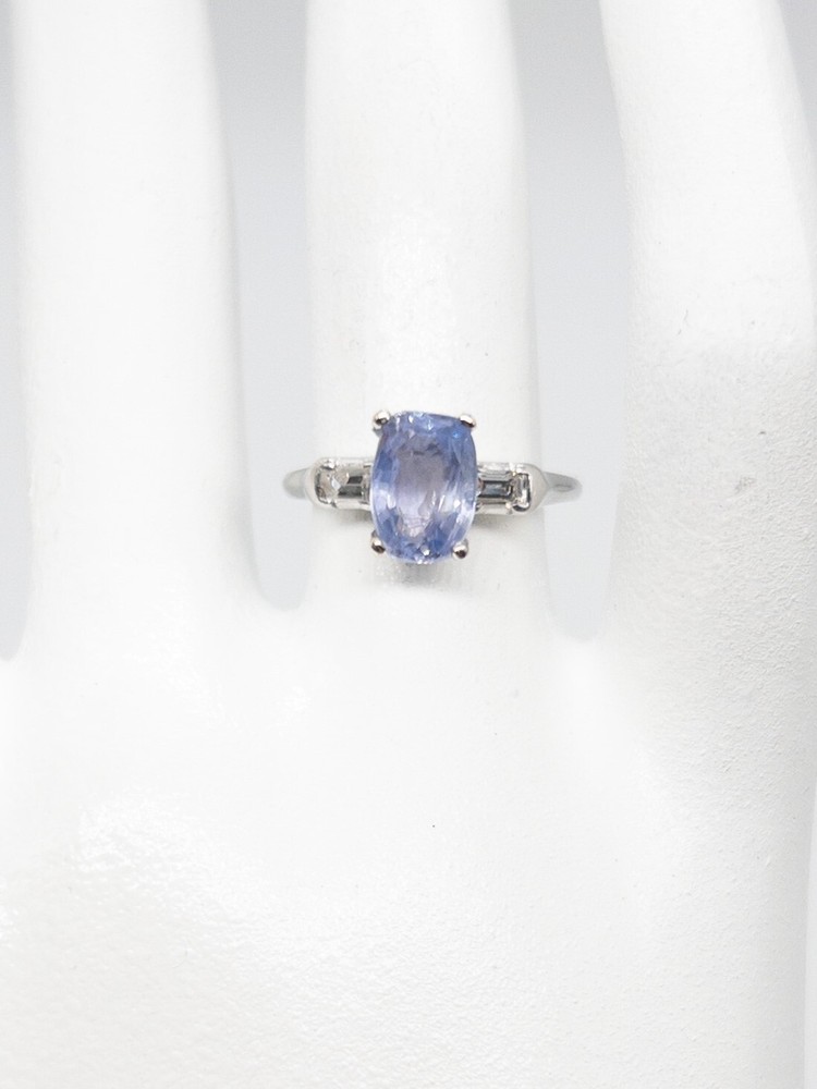 Antique 1920s $8000 2.30ct NO HEAT Certified Blue Sapphire Diamond Platinum Ring