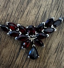 Vintage 925 Sterling Silver Garnet (deep red) Necklace Earrings Set