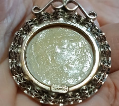 Sorrento Abalone Shell Round Pendant Filagree Work Vintage Sterling Silver 925