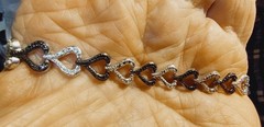 Vintage Sterling Silver 0.925 Heart Links 7.” Bracelet ((W94))