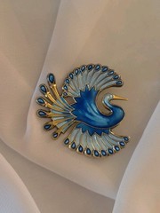 NORWAY DAVID ANDERSEN BIRD OF PARADISE BROOCH PIN STERLING BLUE ENAMEL