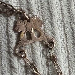 Victorian RARE 9.64g Gold Fill 3” FOB Paste Stone Dog Head Rose GF 26” Necklace