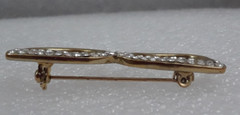 Gold Tone Eye Glasses Frame Brooch Rhinestones 2 inches