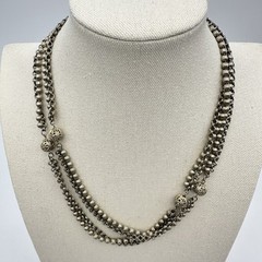 Vintage Chain Ball Filigree Necklace Antique Gold Tone Link Chain Estate Jewelry