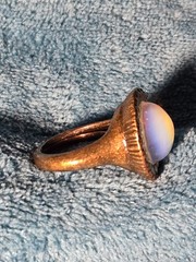 Vintage Avon Moon Glow Ring Opalescent Glass Halo Adjustable Comfort Sizer