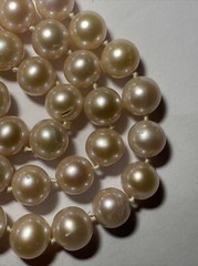 Necklace 10mm Cultured Pearl pinkish lavender KNOTTED silk 9mm 14k ball clasp