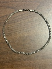 Vintage 1998 Silver Tone Braided Wheat/Foxtail Chain Necklace 18″ Goth Grunge