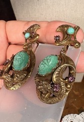Antique 1920s Czech Egyptian Revival Filigree Eclectic Scarab RARE
