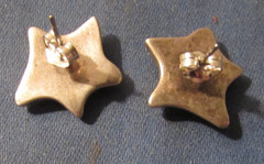 VINTAGE 3D STAR STERLING SILVER PIERCED EARRINGS 3/4 INCHES GOOD QUALITY