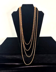 Vintage Signed NAPIER Gold Tone Varied 4 CHAIN LAYERED Necklace 24″ – 36″ L
