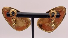 MONET Gold Tone Textured Geo Shaped Clip On Earrings