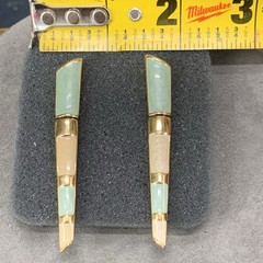 Vintage Trifari Clip On Hinged Dangle Earrings Gold Tone Enamel Art Deco