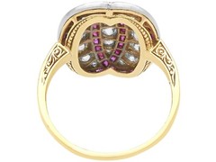 0.38ct Ruby and 0.70ct Diamond 15k Yellow Gold Platinum Dress Ring Circa 1920