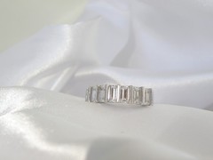 Sterling Silver 925 1.5ct Baguette CZ DQ Pinky Band Ring Size 6
