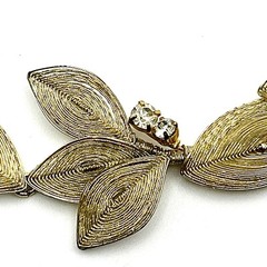 VTG Necklace Gold Tone Spun Wire Rhinestone BOHO Unique Prom Wedding Gorgeous