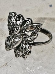 Butterfly ring Lady Face Art Deco size 6 marcasites sterling silver band women
