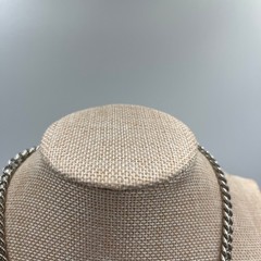 Vintage Silver Tone Cuban Link Chain Necklace Adjustable Lobster Clasp 16-18″