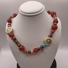 Bohomian Natural Stone Wood Bead Necklace