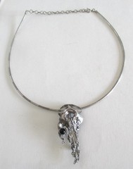 2.44 INCHES STUDIO STERLING BRUTALIST BROOCH w STONES