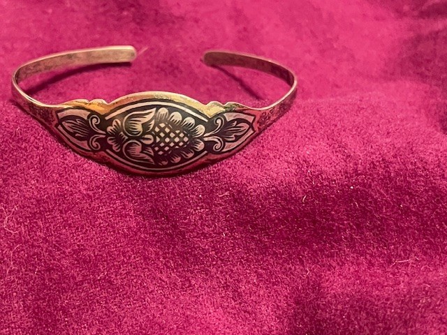 VintageRussian Severnaya Chern Gilded Sterling Silver925 Niello Bracelet Soviet