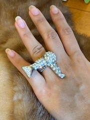 Ring Gold Crystal Hair Dryer Charm Stretchable Fashion Costume Jewelry Ring