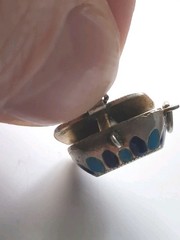 Antique Art Deco Egyptian Revival Silver 800 Enamel Moses Basket Pendant