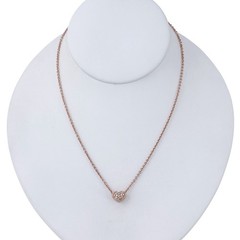 Reservable Rose Gold-Tone Sterling Silver 925 Pavé CZ Heart Pendant Necklace 16″