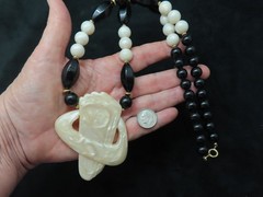 Authentic 1970’s-80’s Lucite Statement Necklace Black & Cream