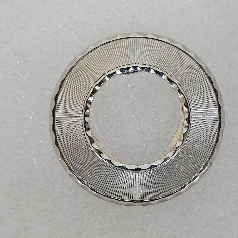 Vintage 1950s Silver Tone Scarf Clip Slide Signed Lieba USA Round Open Circle