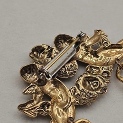 Cherub Heart Charm Valentine Brooch Brass Angels Pin 3″ Love
