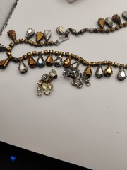 Vintage 1950s Made In Austria Stamped Trio, Prong Set Necklace Ring And Earrings