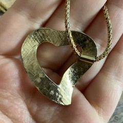 Vintage 80s heart open slide pendant necklace in gold tone metal