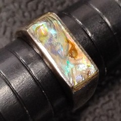 Ring Size 6.75 Vintage Sterling Silver 925 FAS Abalone Mother of Pearl Style